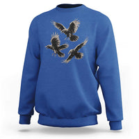 Flying Raven Crow Sweatshirt Vintage Dark Academia Gothic Black Bird Graphic