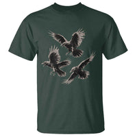 Flying Raven Crow T Shirt Vintage Dark Academia Gothic Black Bird Graphic