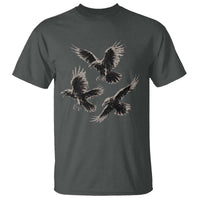 Flying Raven Crow T Shirt Vintage Dark Academia Gothic Black Bird Graphic