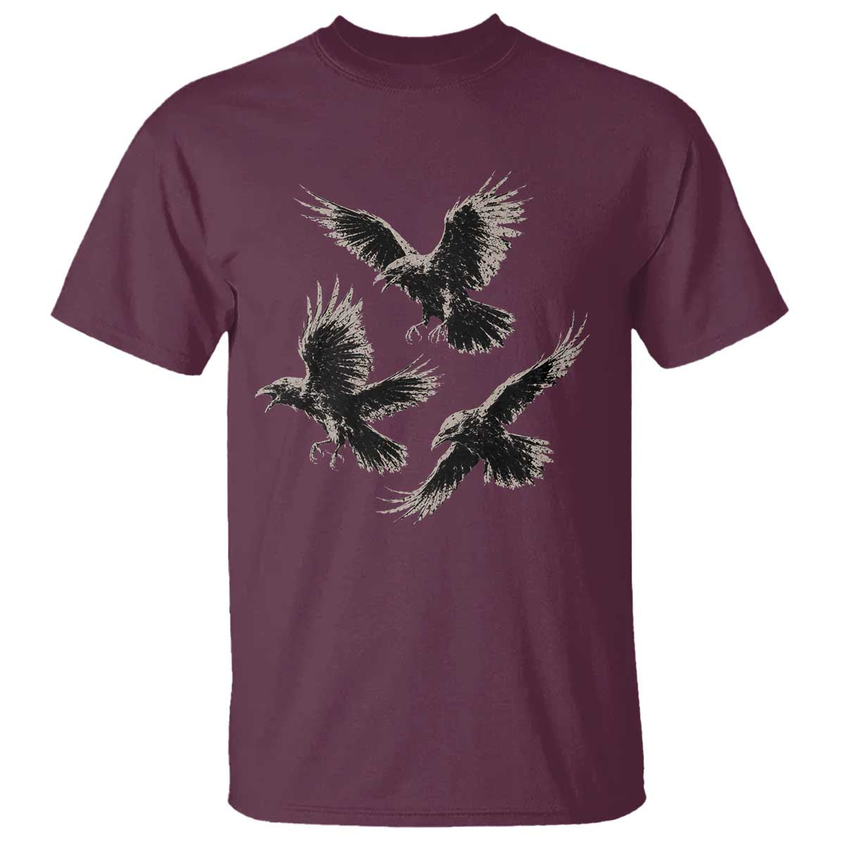 Flying Raven Crow T Shirt Vintage Dark Academia Gothic Black Bird Graphic