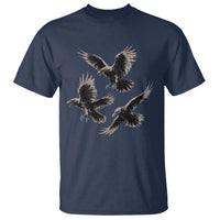 Flying Raven Crow T Shirt Vintage Dark Academia Gothic Black Bird Graphic