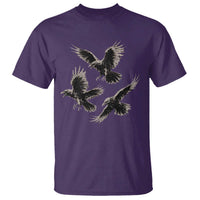Flying Raven Crow T Shirt Vintage Dark Academia Gothic Black Bird Graphic