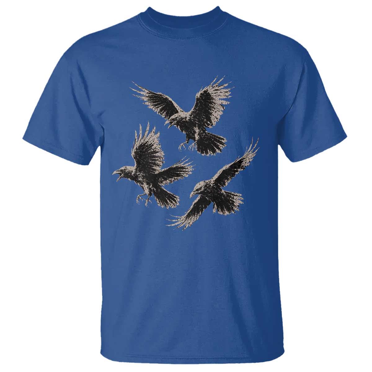 Flying Raven Crow T Shirt Vintage Dark Academia Gothic Black Bird Graphic