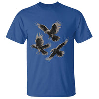 Flying Raven Crow T Shirt Vintage Dark Academia Gothic Black Bird Graphic