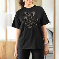 Flying Raven Crow T Shirt For Women Vintage Dark Academia Gothic Black Bird Graphic