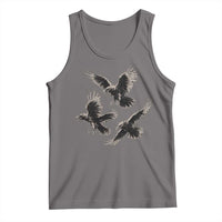 Flying Raven Crow Tank Top Vintage Dark Academia Gothic Black Bird Graphic