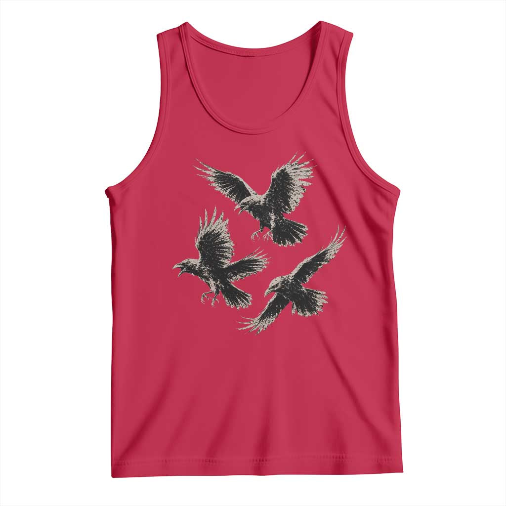 Flying Raven Crow Tank Top Vintage Dark Academia Gothic Black Bird Graphic