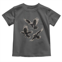 Flying Raven Crow Toddler T Shirt Vintage Dark Academia Gothic Black Bird Graphic