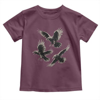 Flying Raven Crow Toddler T Shirt Vintage Dark Academia Gothic Black Bird Graphic