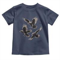 Flying Raven Crow Toddler T Shirt Vintage Dark Academia Gothic Black Bird Graphic