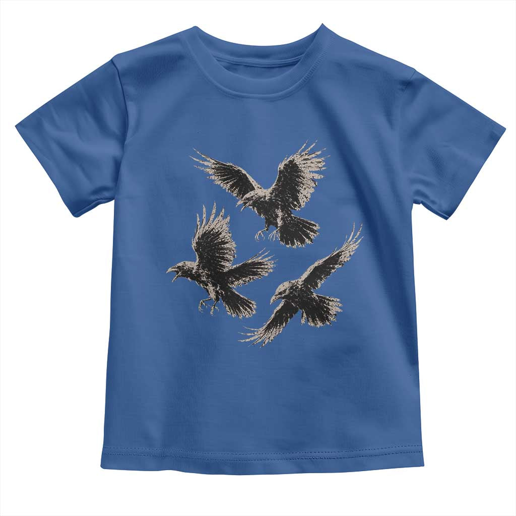 Flying Raven Crow Toddler T Shirt Vintage Dark Academia Gothic Black Bird Graphic