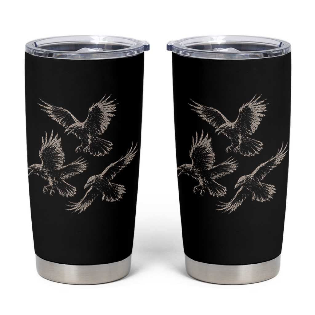 Flying Raven Crow Tumbler Cup Vintage Dark Academia Gothic Black Bird Graphic