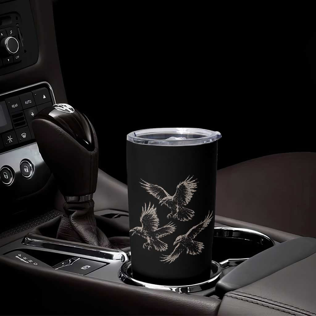 Flying Raven Crow Tumbler Cup Vintage Dark Academia Gothic Black Bird Graphic