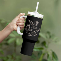 Flying Raven Crow Tumbler With Handle Vintage Dark Academia Gothic Black Bird Graphic