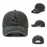 Flying Raven Crow Washed Cotton Baseball Cap Vintage Dark Academia Gothic Black Bird Graphic