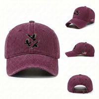 Flying Raven Crow Washed Cotton Baseball Cap Vintage Dark Academia Gothic Black Bird Graphic