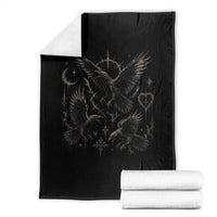 Flying Raven Crow Throw Blanket Black Bird Gothic Occult Cyber Y2K Dark Academia Ravens Graphic