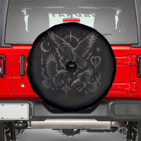 Flying Raven Crow Spare Tire Cover Black Bird Gothic Occult Cyber Y2K Dark Academia Ravens Graphic
