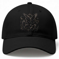 Flying Raven Crow Baseball Cap Black Bird Gothic Occult Cyber Y2K Dark Academia Ravens Graphic