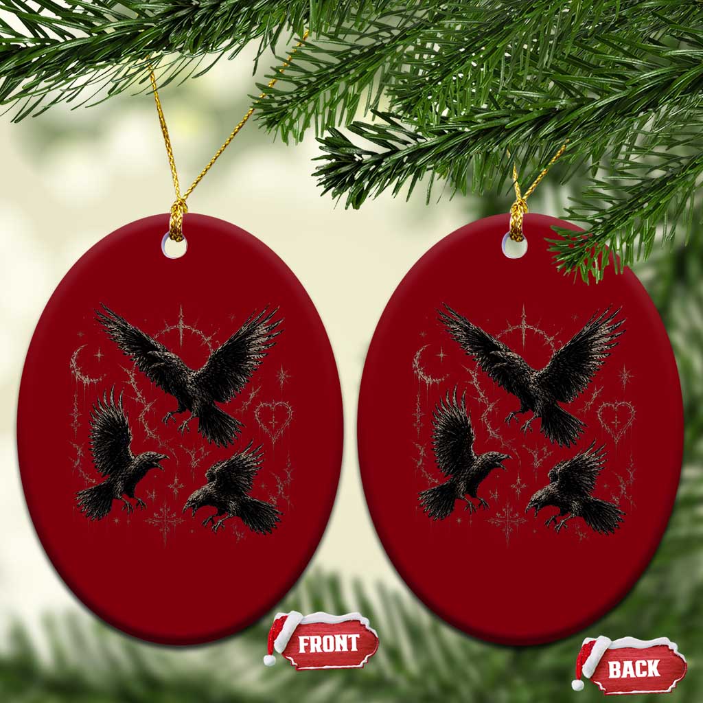 Flying Raven Crow Ceramic Ornament Black Bird Gothic Occult Cyber Y2K Dark Academia Ravens Graphic