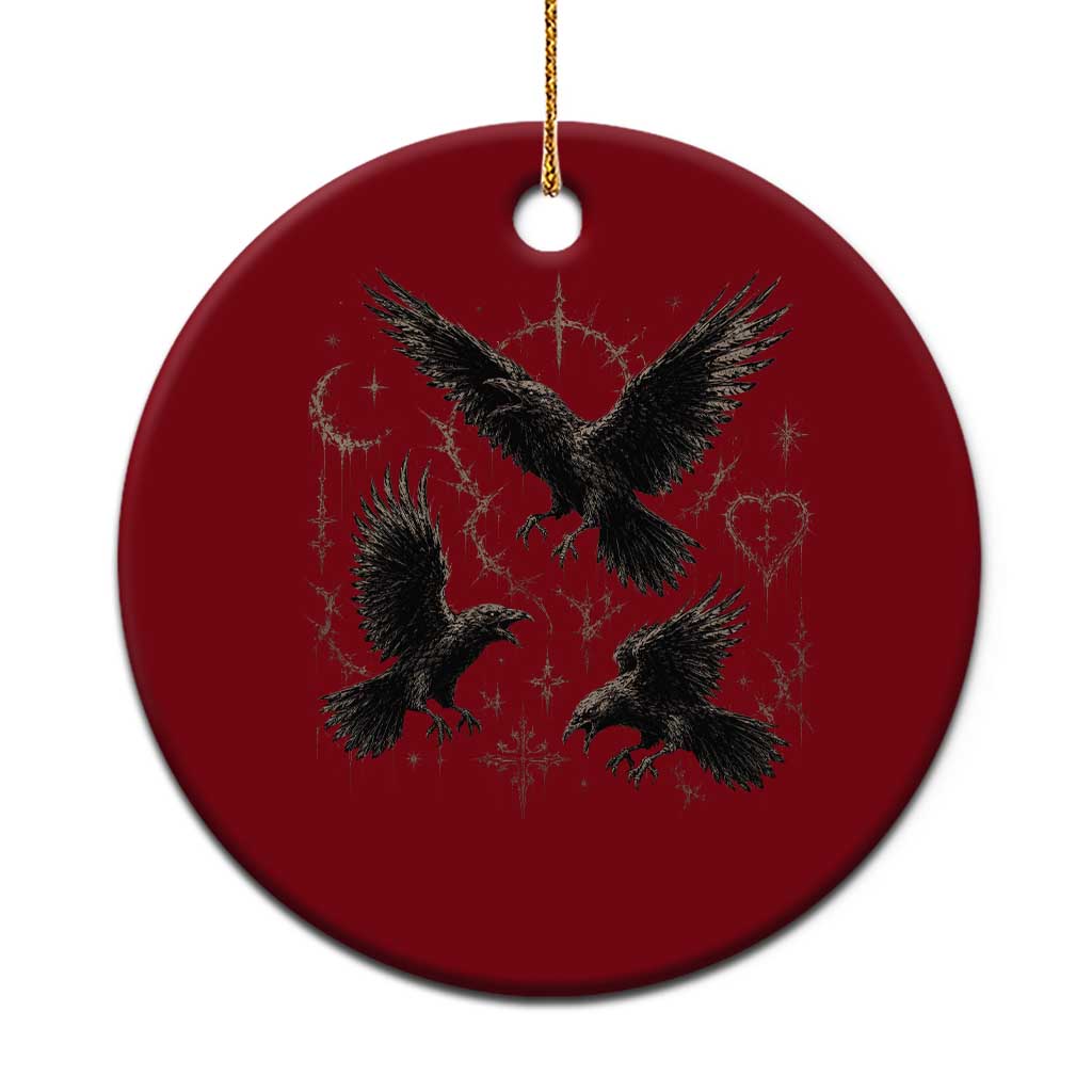 Flying Raven Crow Ceramic Ornament Black Bird Gothic Occult Cyber Y2K Dark Academia Ravens Graphic