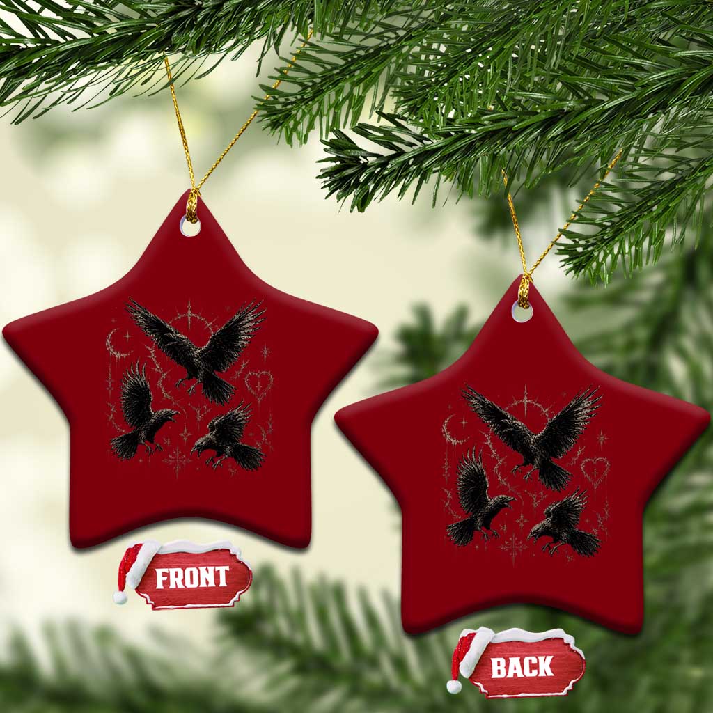 Flying Raven Crow Ceramic Ornament Black Bird Gothic Occult Cyber Y2K Dark Academia Ravens Graphic