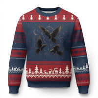Flying Raven Crow Ugly Christmas Sweater Black Bird Gothic Occult Cyber Y2K Dark Academia Ravens Graphic