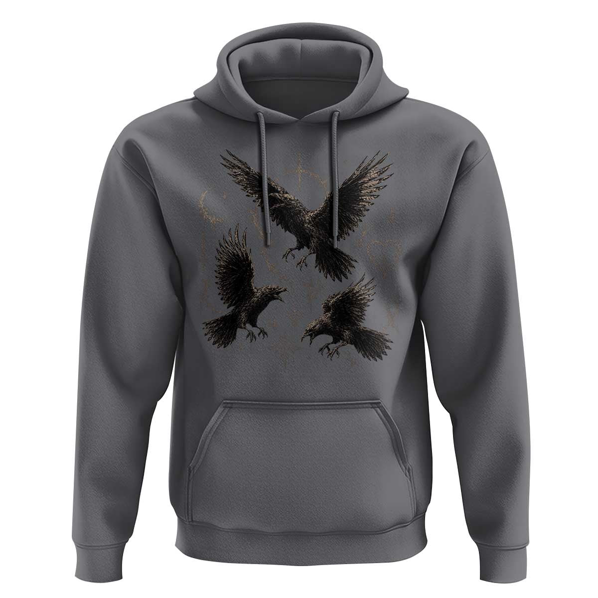 Flying Raven Crow Hoodie Black Bird Gothic Occult Cyber Y2K Dark Academia Ravens Graphic