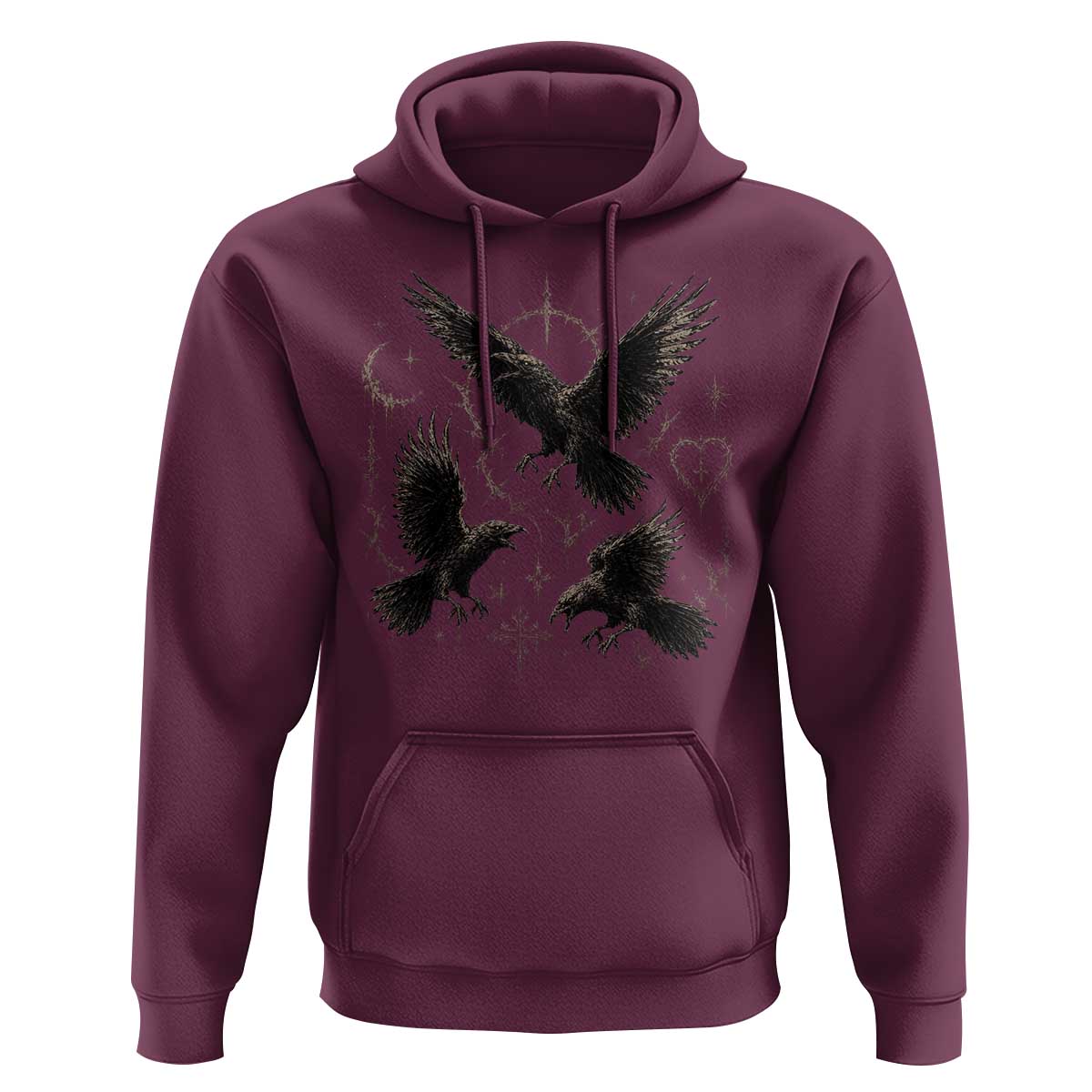 Flying Raven Crow Hoodie Black Bird Gothic Occult Cyber Y2K Dark Academia Ravens Graphic