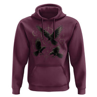 Flying Raven Crow Hoodie Black Bird Gothic Occult Cyber Y2K Dark Academia Ravens Graphic