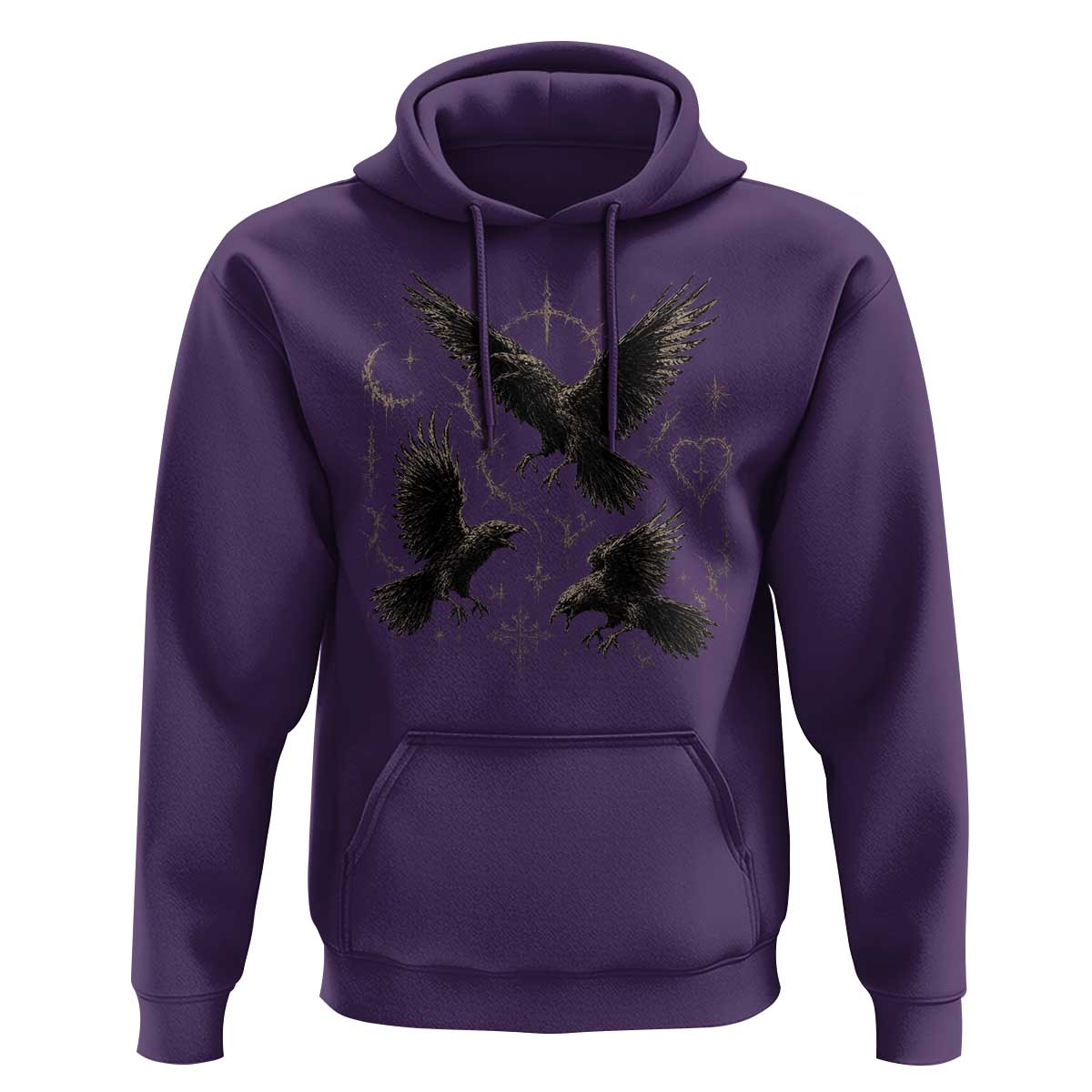 Flying Raven Crow Hoodie Black Bird Gothic Occult Cyber Y2K Dark Academia Ravens Graphic