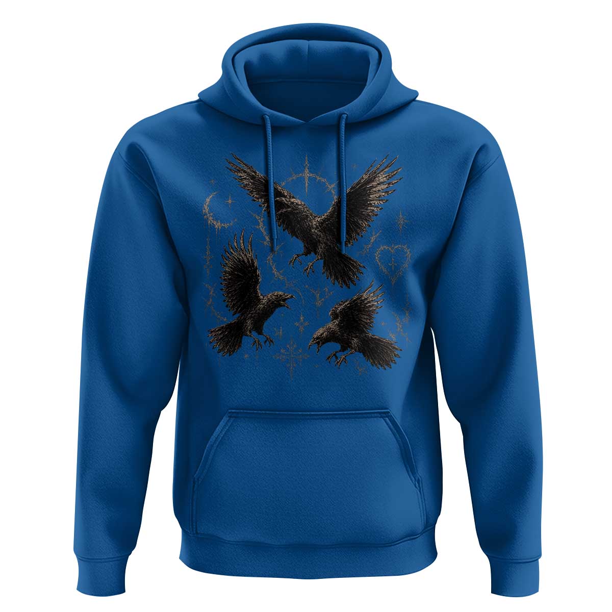 Flying Raven Crow Hoodie Black Bird Gothic Occult Cyber Y2K Dark Academia Ravens Graphic