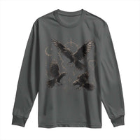 Flying Raven Crow Long Sleeve Shirt Black Bird Gothic Occult Cyber Y2K Dark Academia Ravens Graphic