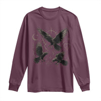 Flying Raven Crow Long Sleeve Shirt Black Bird Gothic Occult Cyber Y2K Dark Academia Ravens Graphic