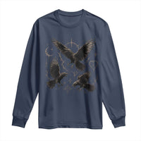 Flying Raven Crow Long Sleeve Shirt Black Bird Gothic Occult Cyber Y2K Dark Academia Ravens Graphic