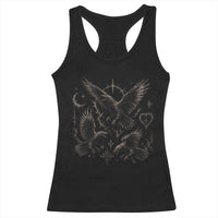 Flying Raven Crow Racerback Tank Top Black Bird Gothic Occult Cyber Y2K Dark Academia Ravens Graphic