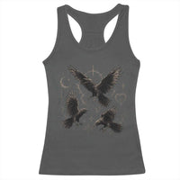 Flying Raven Crow Racerback Tank Top Black Bird Gothic Occult Cyber Y2K Dark Academia Ravens Graphic