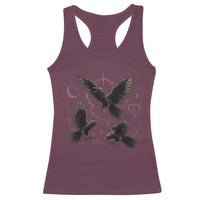 Flying Raven Crow Racerback Tank Top Black Bird Gothic Occult Cyber Y2K Dark Academia Ravens Graphic