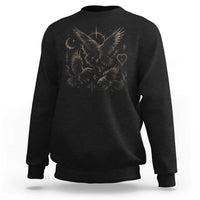 Flying Raven Crow Sweatshirt Black Bird Gothic Occult Cyber Y2K Dark Academia Ravens Graphic