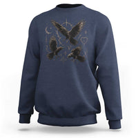 Flying Raven Crow Sweatshirt Black Bird Gothic Occult Cyber Y2K Dark Academia Ravens Graphic