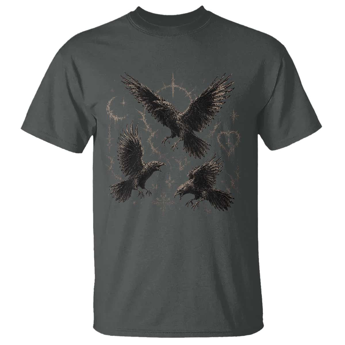 Flying Raven Crow T Shirt Black Bird Gothic Occult Cyber Y2K Dark Academia Ravens Graphic