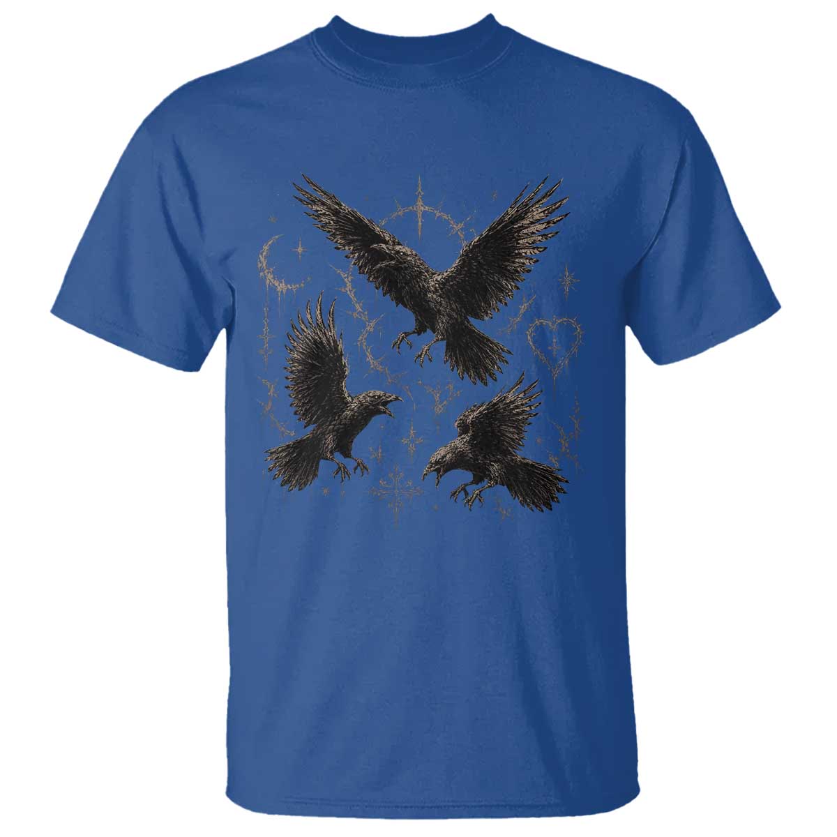 Flying Raven Crow T Shirt Black Bird Gothic Occult Cyber Y2K Dark Academia Ravens Graphic