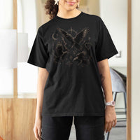 Flying Raven Crow T Shirt For Women Black Bird Gothic Occult Cyber Y2K Dark Academia Ravens Graphic