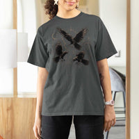 Flying Raven Crow T Shirt For Women Black Bird Gothic Occult Cyber Y2K Dark Academia Ravens Graphic