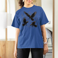 Flying Raven Crow T Shirt For Women Black Bird Gothic Occult Cyber Y2K Dark Academia Ravens Graphic