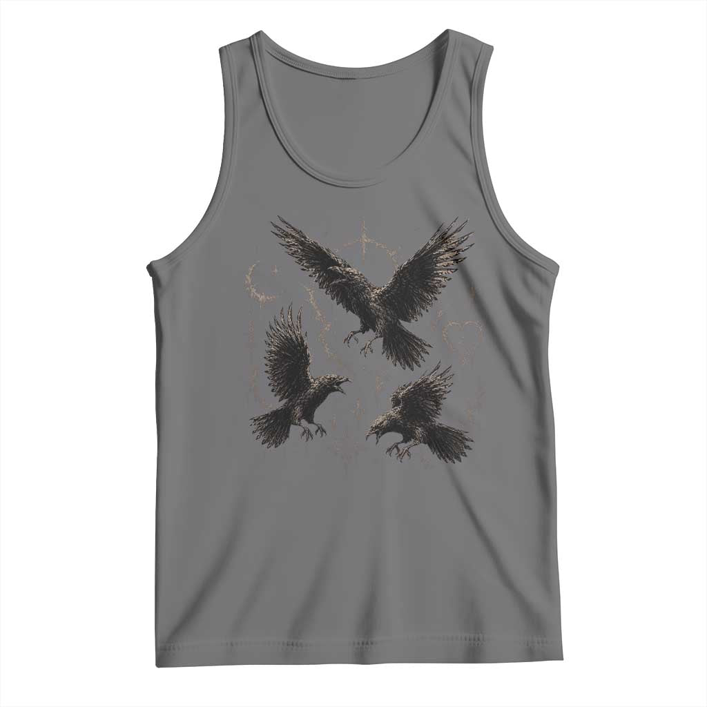 Flying Raven Crow Tank Top Black Bird Gothic Occult Cyber Y2K Dark Academia Ravens Graphic