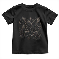 Flying Raven Crow Toddler T Shirt Black Bird Gothic Occult Cyber Y2K Dark Academia Ravens Graphic
