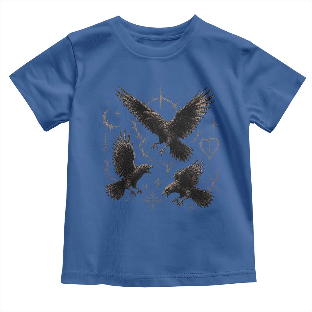 Flying Raven Crow Toddler T Shirt Black Bird Gothic Occult Cyber Y2K Dark Academia Ravens Graphic