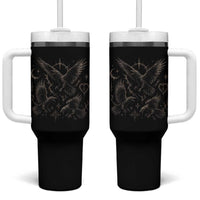 Flying Raven Crow Tumbler With Handle Black Bird Gothic Occult Cyber Y2K Dark Academia Ravens Graphic