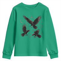 Flying Raven Crow Youth Sweatshirt Black Bird Gothic Occult Cyber Y2K Dark Academia Ravens Graphic